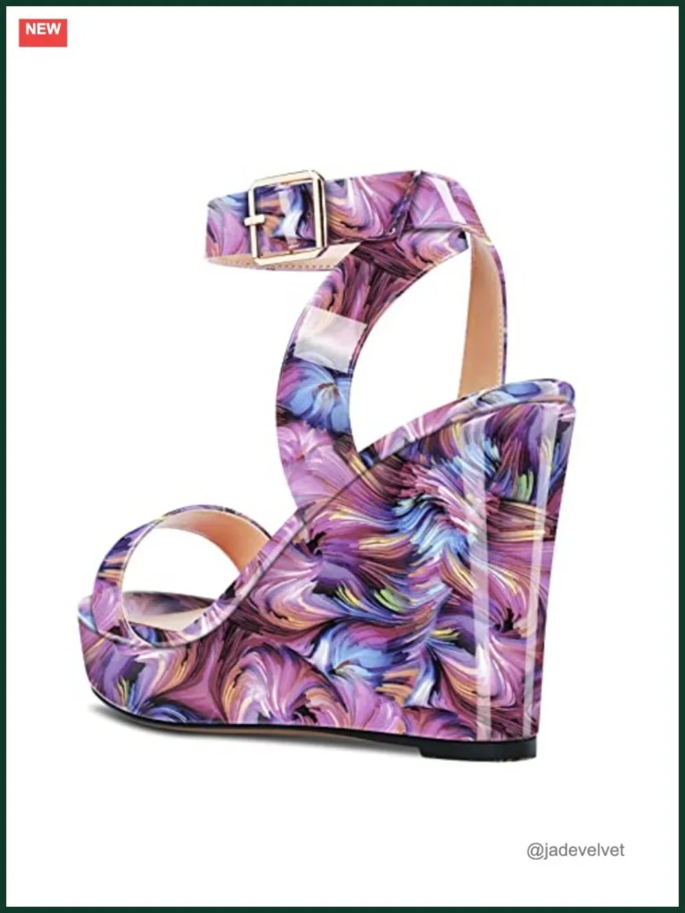 Women's Platform Wedge Sandals Peep Toe Ankle Strap Slingback Chunky High Heel